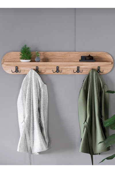 art mobilya Modern Oval Duvar Rafı ve 5’li Askılık Portmanto Büyük Boy Antre ...