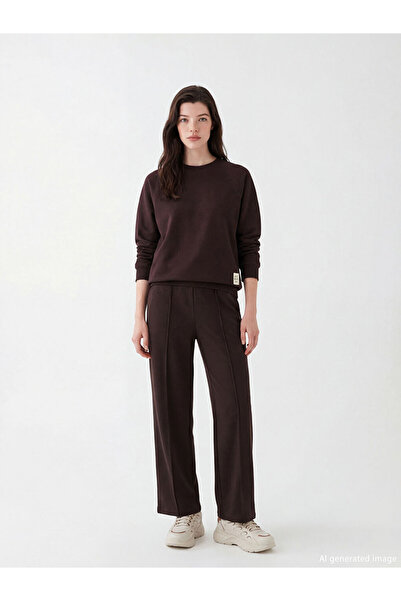 LC Waikiki Bisiklet Yaka Baskılı Oversize Kadın Sweatshirt