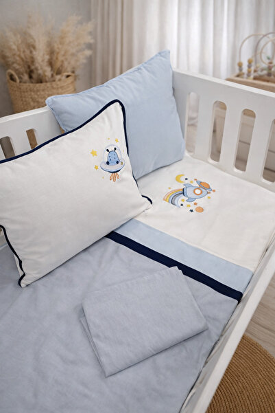 Deluxe to the moon bebek nevresim takımı Uzay roket nakışlı