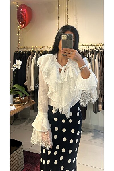 Krisbut Kadın Fırfır Detaylı Gömlek