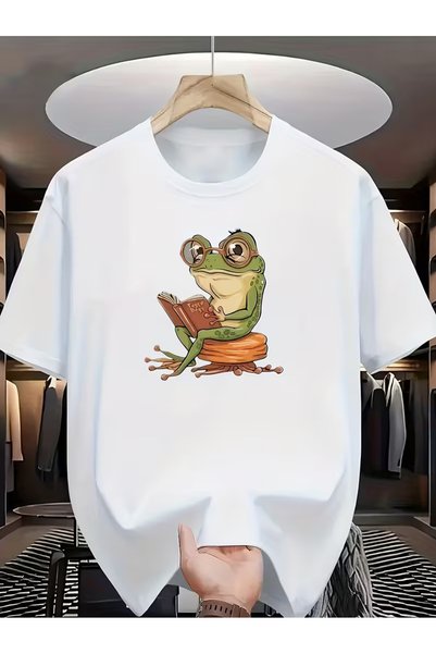 Nilvor Tricou supradimensionat cu design special, imprimat pe față, unisex, c...