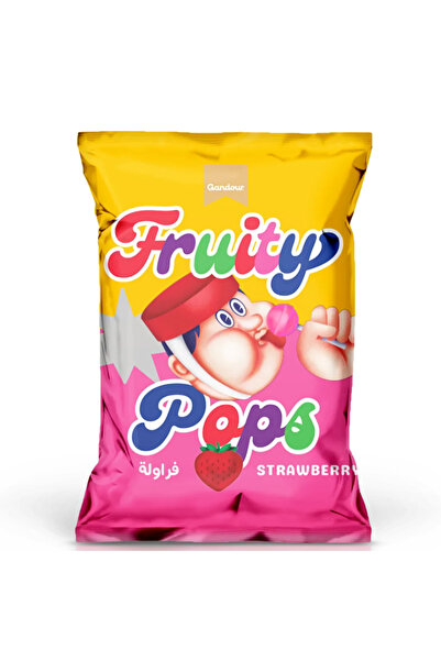 Gandour fruity strawberry pops, 129 gm
