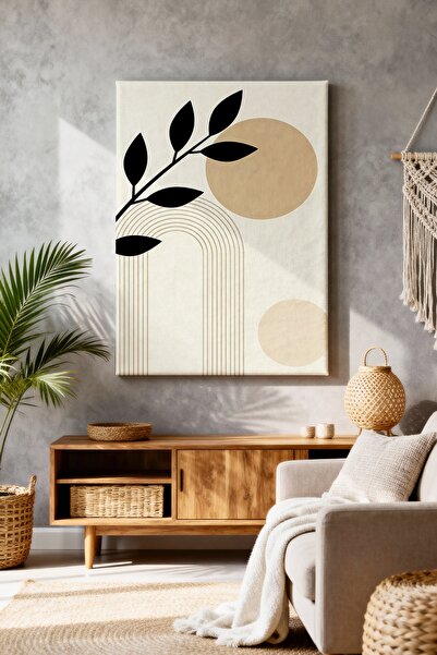 ART NEST DEKOR BOHEM SİYAH YAPRAKLI CANVAS TABLO