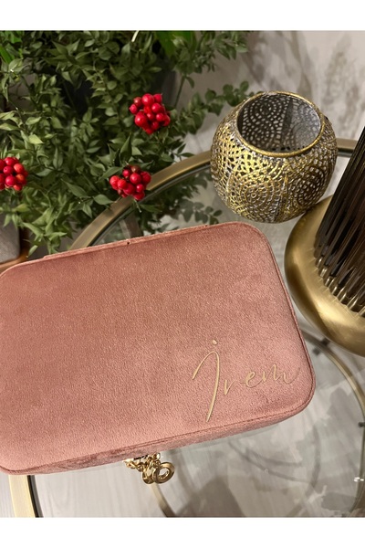 elissydesign Kişiye Özel İsim Yazılı Kadife Takı ve Mücevher Çantası - Organi...