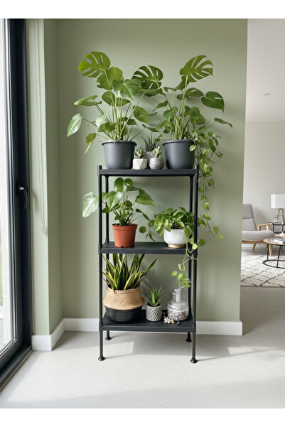 Lider Tunç TUNİVA LUNA 3 Katlı Dekoratif Saksı Standı - Elektrostatik Boyalı ...