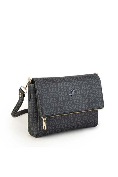 Sargınlar حقيبة نسائية من ناس باج باللون الأسود مع نص مكتوب