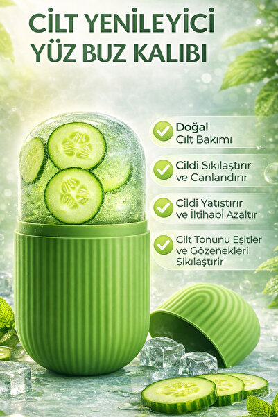 Masdala Egar Cilt Yenileyici Yüz Buz Kalıbı Silikon Masaj Aleti Gözenek Sıkıl...