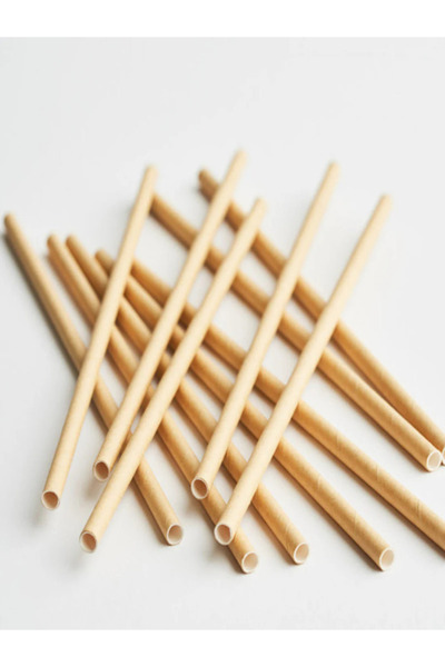 Mu Art Ahşap 10 قطع من شفاطات الشرب الورقية مقاس 6 مم - 20 سم