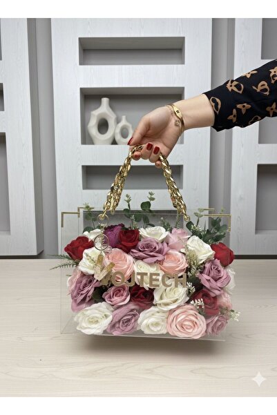 LAYLAEVENTS Özel Tasarım Hediyelik kişiye özel isimli Pleksi çantalı kadife l...