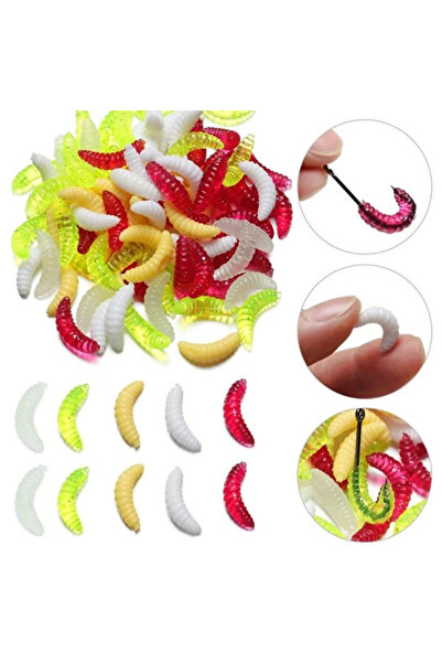 tunalartarım 10 x 2.4 cm 5 Farklı Renk Yumuşak Silikon Kurtçuk Olta Balık Yemi