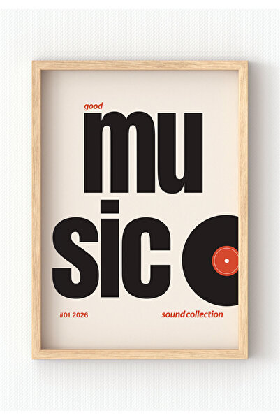 MIOVI WORKS Music Viny l Çerçeveli Modern Plak & Müzik Temalı Salon Duvar Dek...