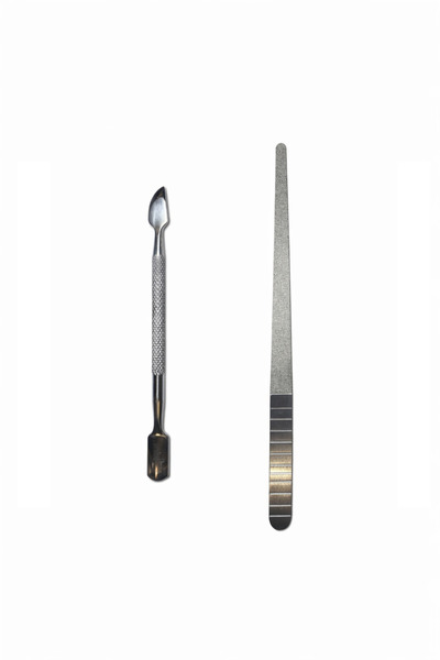 OEM Professional manicure set – stainless steel cuticle pusher + metal nail file