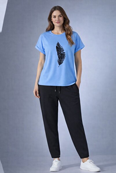 orwen life est. 2022 Unisex Oversize Cotton Feather Print T-Shirt and Sweatpa...