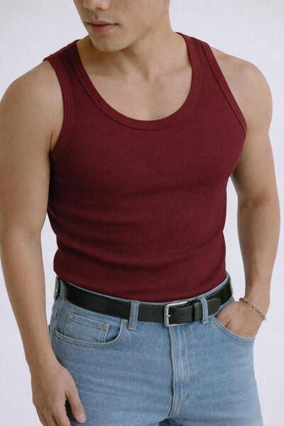 khalif Men's Halter Neck Combed Cotton Camisole Fitted Fit Sportsman Lycra Un...