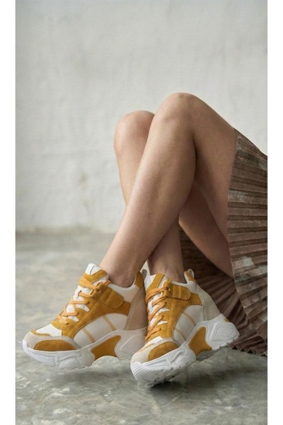 Modanizm Winna Mustard Wedge Sneakers