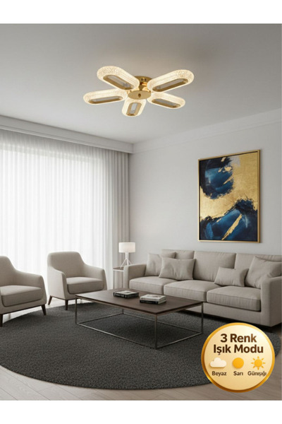 Litra Lighting Eclipse Model 5"li Gold 3 Renk Modu Ledli Modern Tavana sıfır ...