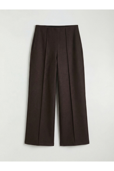 LC Waikiki M1 Sezon Brown Elastic Waist Seam Detail Women's Thick Sweatpants