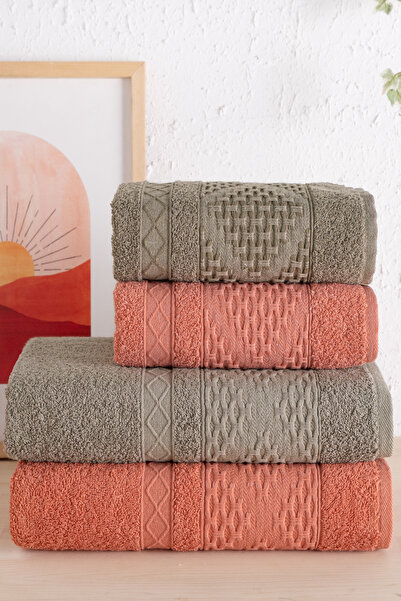 Minoset 4’lü %100 Pamuk Banyo Havlu Seti Hamam Takımı (2 Adet 70x140 Havlu, 2...