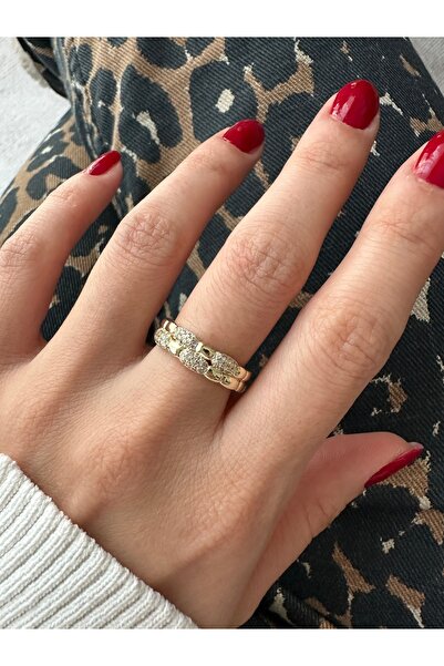 ringbox Zircon Stone Boğum Gold Ring
