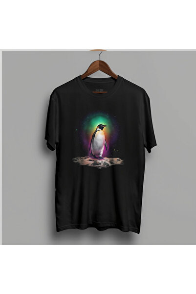 TİMİSİVA Unisex Oversized Sanatsal Printed Crew Neck Short Sleeve Black T-Shirt