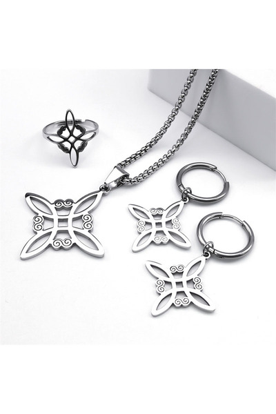 Choice 1N 1xiaoE 1R SR Stainless Steel Jewelry Set Witchcraft Witch Celtic Ir...