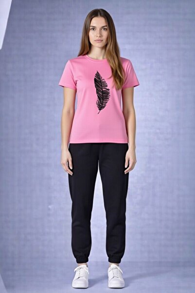 orwen life est. 2022 Unisex Oversize Cotton Feather Print T-Shirt and Sweatpa...