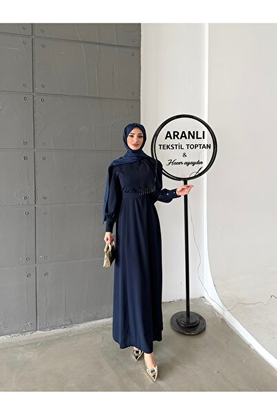 hacer ayaydın Crepe Fabric Hijab Dress with Shoulder Detail