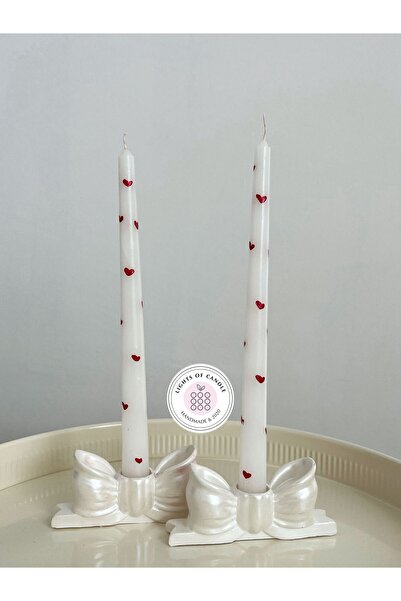 Lights Of Candle Pinterest 2’li Fiyonk Kurdele Şamdan ve Şamdan Mum Seti
