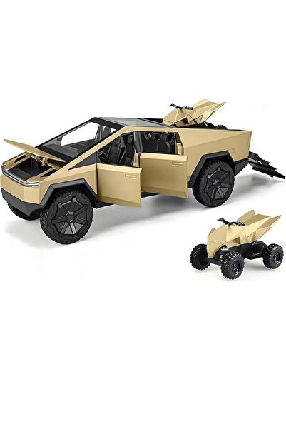 Generic 1:24 Cybertruck Diecast Toy with Cyberquad Bike – Alloy Metal Pickup ...