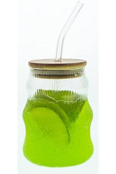 Nacario Nrcrioshop 500ml Bamboo Glass Cup with Lid, Glass Straw, Silicone Lid...