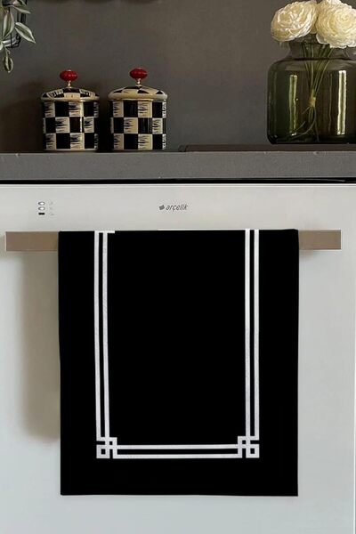 Yıldızan Esnshop Black Framed Oven Kitchen Towel 30X50Cm 1209132