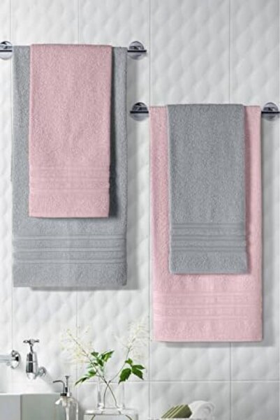 Nacario Nrcrioshop Cotton Pieces 50X90-70X140 cm 4-Piece Bath Towel Set (Pink...