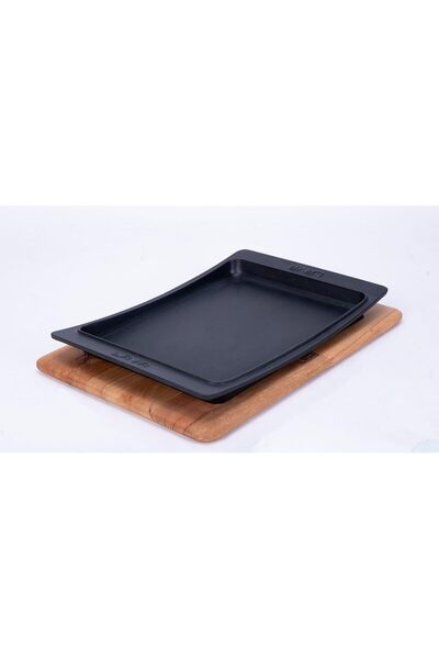 Nacario Nrcrioshop Cast Iron Serving Plate 36X24 cm with Wooden Base - Lv as ...