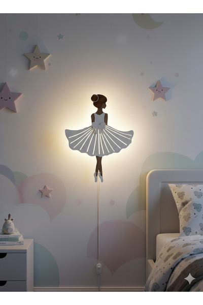 metadesign Balerin figürlü ahşap duvar lambası