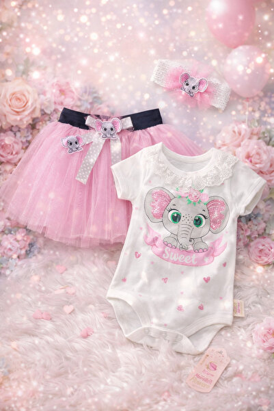 Lion Moon Flowers طقم مواليد بناتي 3 قطع بربتوز، تنورة تول ربطة رأس ) - ماركة...