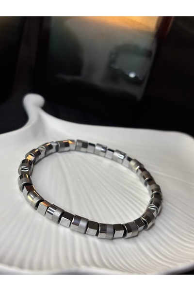 Moonstone Accessories سوار من الحجر الطبيعي الهيماتيت الفضي |   ذكور |   التر...