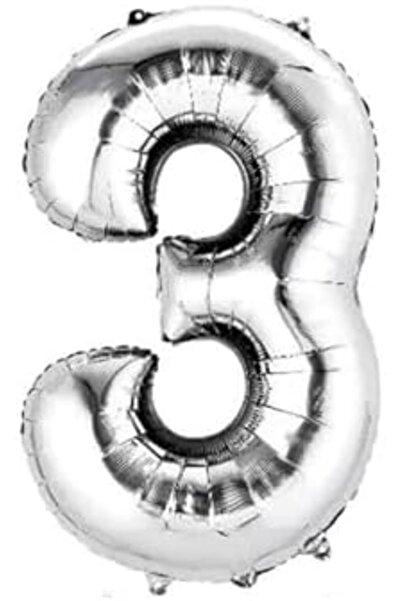 Nacario Nrcrioshop 3 Number Foil Silver Balloon Small 35 cm 1201248