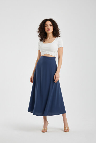 MAİMODA تنورة نسائية صيفية متوسطة الطول ذات ملمس مميز