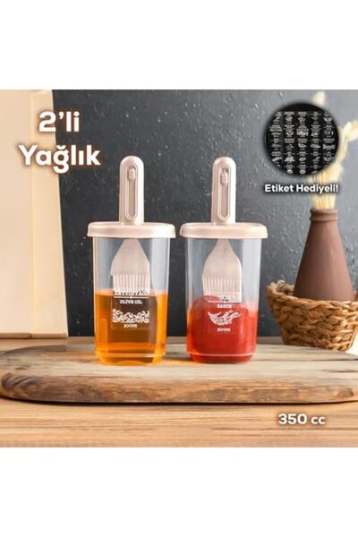 Yıldızan esnshop 0520 وعاء زيت من السيليكون مع فرشاة وملصق (قطعتان) - وعاء لل...