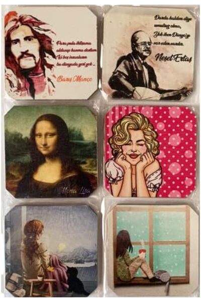 Nacario Nrcrioshop Coasters Set of 6 Lucky Boutique Wood Printed Nature, Cele...