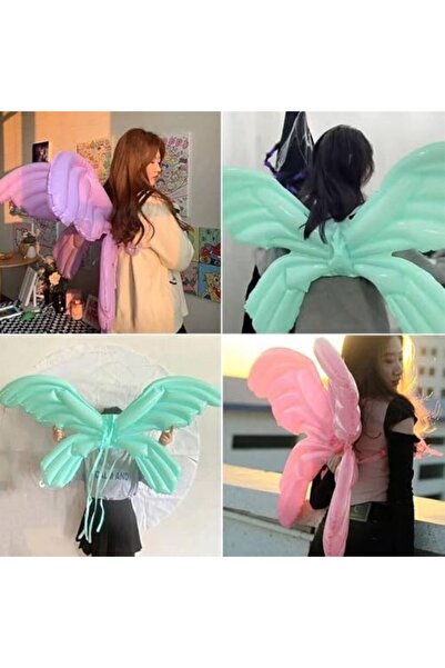 Nacario NrcrioShop بالون من رقائق الفويل على شكل جناح الفراشة باللون الأزرق م...