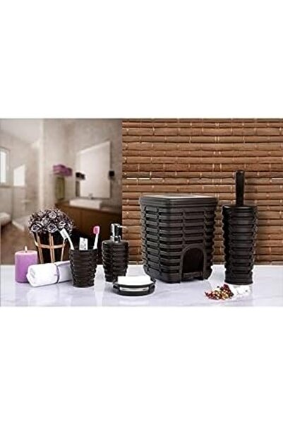 Nacario طقم حمام نركريوشوب 5 قطع، بني 1201248