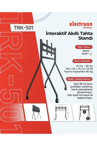 electroon TRK-501A Tekerlekli Universal 42''-85'' LCD-LED TV Akıllı Tahta Standı