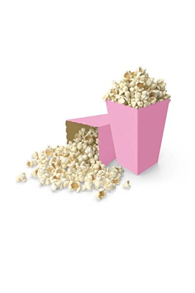 Butik Kutlama Atölyesi Popcorn Kutusu (Mısır-Cips Kutusu) 8 Adet Pembe