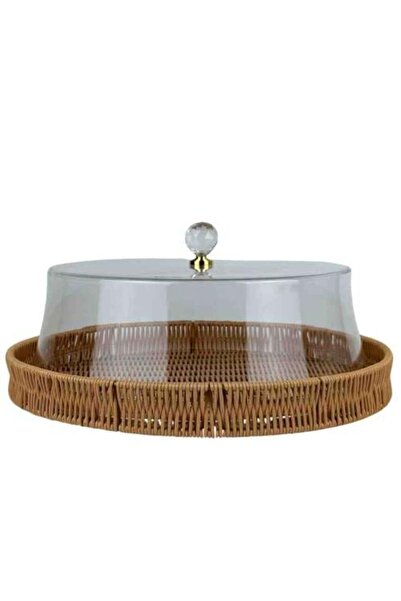 Generic Round Bamboo Serving Tray with Elegant Acrylic Lid