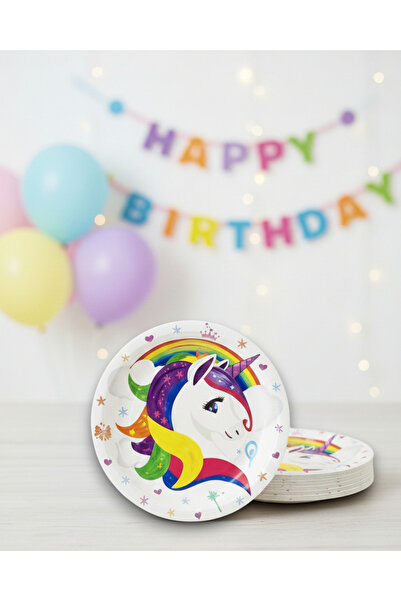Evabrite Unicorn Themed Birthday Party Plate – 22 cm |   16 Person Printed Ca...