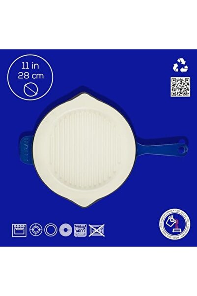 Yıldızan Esnshop Cast Iron Round Grill Pan Cast Iron Solid Handle Edition Ser...