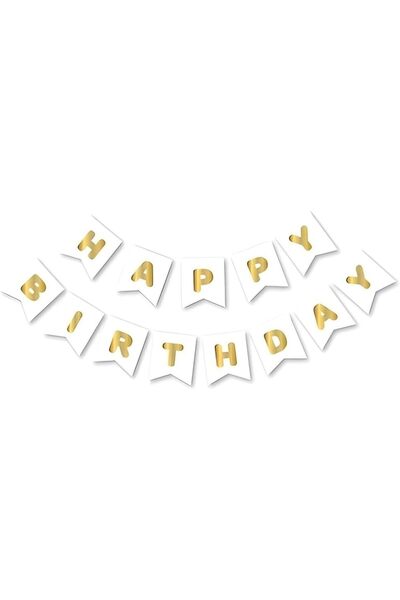 Nacario Nrcrioshop White Happy Gilded Banner Pennant, 97658657634786854 1201248