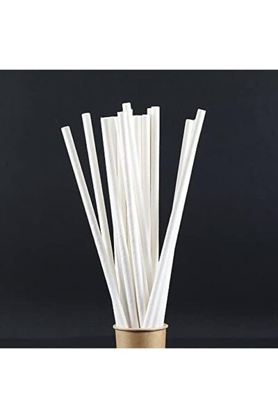 Nacario Nrcrioshop and Janset Paper Straws 100 Pieces White Paper Straws, Dia...