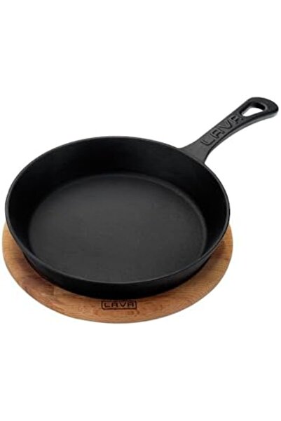 Yıldızan Esnshop Cast Iron Frying Pan with Wooden Handle, Round, Suitable for...